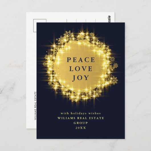 Minimalistisch Golden Sparkor Lights Navy Weihnach Postkarte (Vorne/Hinten)