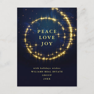 Minimalistisch Golden Sparkor Lights Navy Weihnach Postkarte
