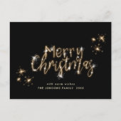 Minimalistisch Golden Sparkor Lights Schwarzes Wei Postkarte (Vorderseite)