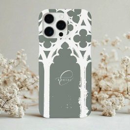 Minimalistisch Gothic Window Calligrafy Sage Green iPhone 16 Pro Max Hülle