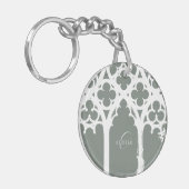 Minimalistisch Gothic Window Calligrafy Sage Green Schlüsselanhänger (Vorderseite links)