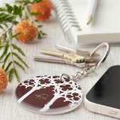 Minimalistisch Gothic Window Calligraphy Burgundy Schlüsselanhänger (Vorderseite rechts)