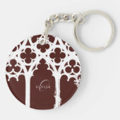 Minimalistisch Gothic Window Calligraphy Burgundy Schlüsselanhänger (Rückseite)