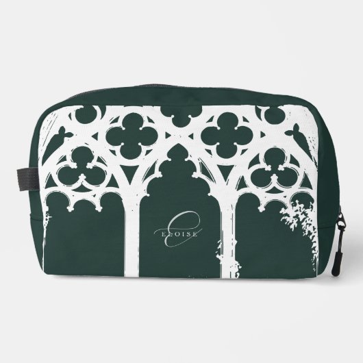 Minimalistisch gotische Fensterkalligrafie Phthalo Waschbeutel (Vorderseite)