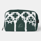 Minimalistisch gotische Fensterkalligrafie Phthalo Waschbeutel (Rückseite)