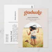 Minimalistisch Graduate Arched Foto Graduation Par Postkarte (Vorne/Hinten)