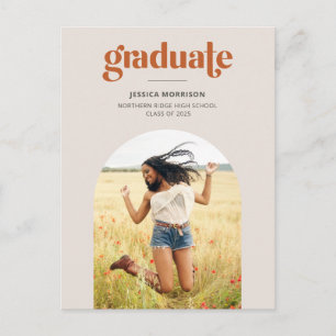 Minimalistisch Graduate Arched Foto Graduation Par Postkarte