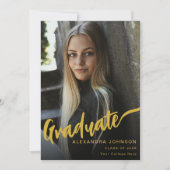Minimalistisch Graduate Foto Gold Script Black Ankündigung (Vorderseite)