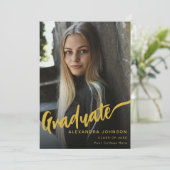 Minimalistisch Graduate Foto Gold Script Black Ankündigung (Stehend Vorderseite)