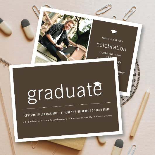 Minimalistisch Graduate Foto Simple Graduation Par Einladung