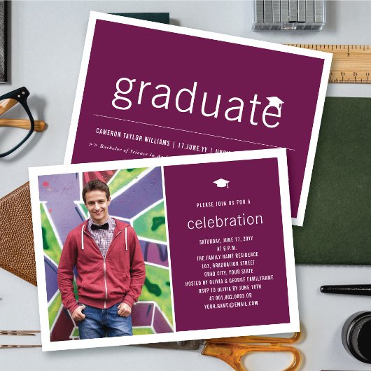 Minimalistisch Graduate Foto Simple Graduation Par Einladung