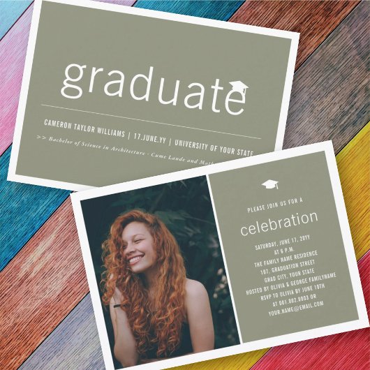 Minimalistisch Graduate Foto Simple Graduation Par Einladung
