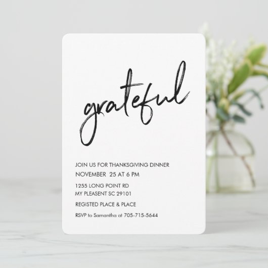 Minimalistisch Gratea Erntedank Dinner Einladung (Stehend Vorderseite)