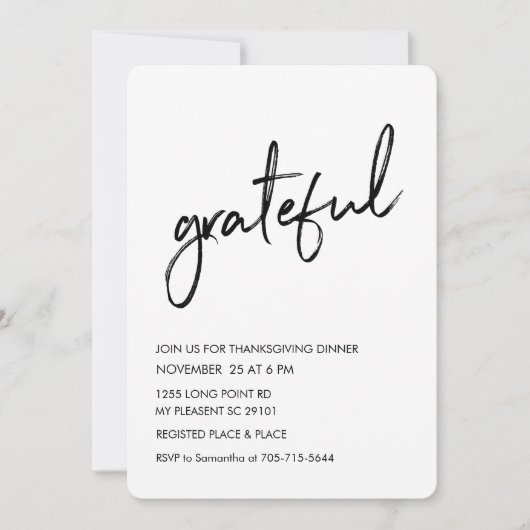 Minimalistisch Gratea Erntedank Dinner Einladung (Vorderseite)