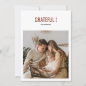 Minimalistisch Grateful Erntedank Family Foto Einladung (Vorderseite)