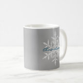 Minimalistisch Grau lassen es Schnee Name Snowflak Kaffeetasse (VorderseiteRechts)