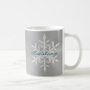 Minimalistisch Grau lassen es Schnee Name Snowflak Kaffeetasse