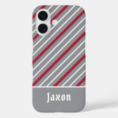 Minimalistisch Grau mit dunkelroten und weißen Str Case-Mate iPhone Hülle (Rückseite)