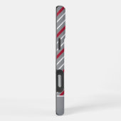 Minimalistisch Grau mit dunkelroten und weißen Str iPhone Hülle (Rechte Seite)