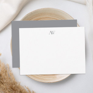 Minimalistisch-Grau-Monogramm Mitteilungskarte