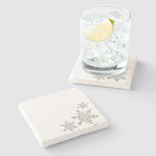 Minimalistisch Grau Real Snowflake Stone Untersetz Steinuntersetzer (Seitenansicht)