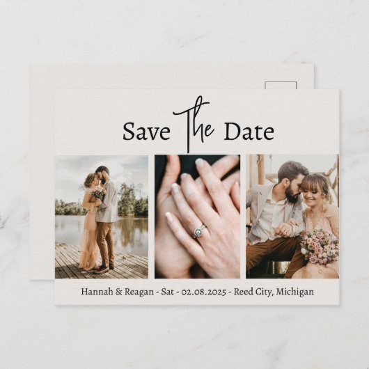 Minimalistisch Grau Save the Date Postkarte (Vorne/Hinten)
