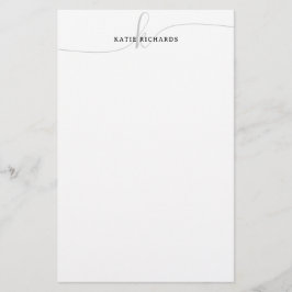 Minimalistisch-Grau-Script-Monogramm Briefpapier
