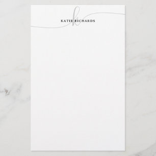 Minimalistisch-Grau-Script-Monogramm Briefpapier