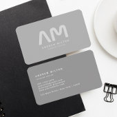 Minimalistisch-Grau-Silber-Monogramm Visitenkarte