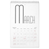 Minimalistisch Grau und Weiß Kalender (Mär 2027)