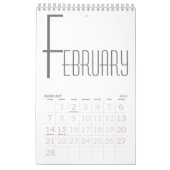 Minimalistisch Grau und Weiß Kalender (Feb 2027)
