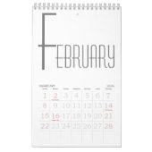 Minimalistisch Grau und Weiß Kalender (Feb 2026)