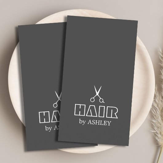 Minimalistisch Grau-Weiß-Haarstylist/Salon Visitenkarte