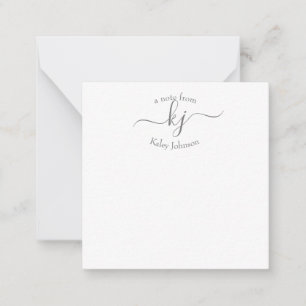 Minimalistisch-Graue 2-Monogramm-Namenskarte Mitteilungskarte