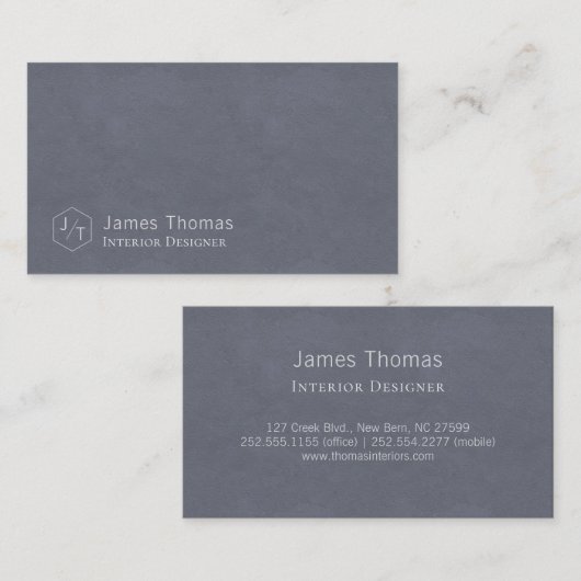 Minimalistisch graue Monogramm Visitenkarte (Vorne/Hinten)