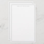 Minimalistisch-graue Monogramm-Zwei-Grenze Briefpapier (Vorne/Hinten)