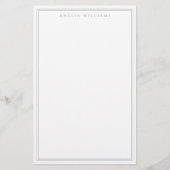 Minimalistisch-graue Monogramm-Zwei-Grenze Briefpapier (Vorderseite)