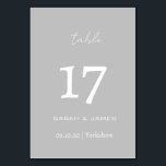 Minimalistisch-Graue-Script-Hochzeit Personalisier Tischnummer<br><div class="desc">Elegantes Grau mit Personalisierter Tischnummer-Karte mit weißem Schriftart Script</div>