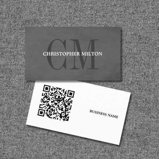 Minimalistisch Grauer Monogram QR-Codeberater Visitenkarte