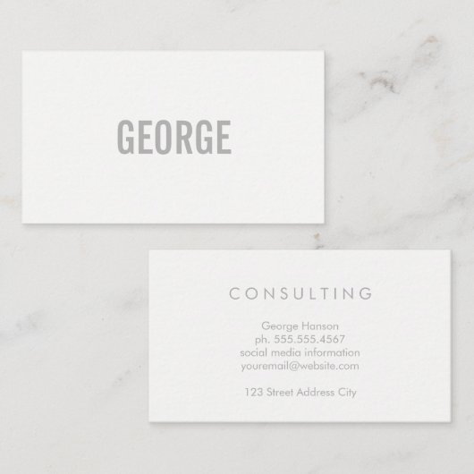 Minimalistisch / Grauer Text Visitenkarte (Vorne/Hinten)