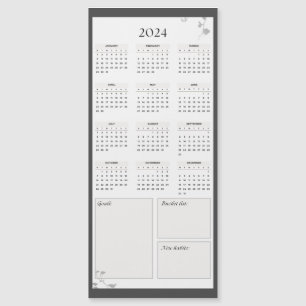 Minimalistisch Gray 2024 Magnet-Kalender Magnetkarte