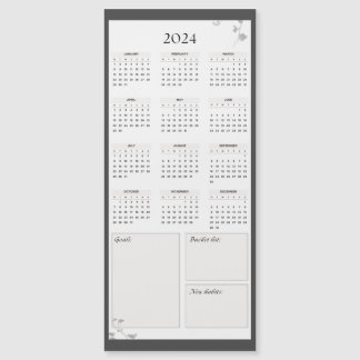 Minimalistisch Gray 2024 Magnet-Kalender Magnetkarte