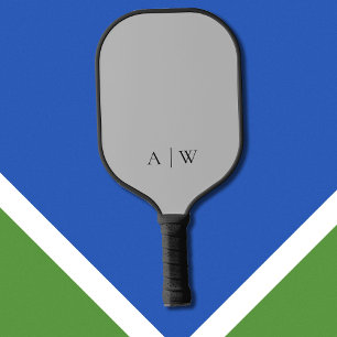 Minimalistisch-Gray-Elegant-Monogramm Pickleball Schläger
