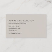 Minimalistisch Gray Taupe | Modernes, elegantes Sk Visitenkarte (Rückseite)