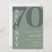 Minimalistisch Green 70. Geburtstag Einladung (Vorderseite)