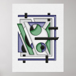 Minimalistisch Green Blue Bauhaus Abstrakt Poster