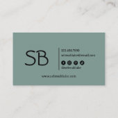 Minimalistisch Green Boho | Trendy Retro Chic Visitenkarte (Rückseite)