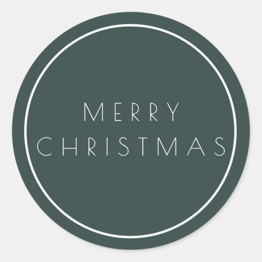 Minimalistisch Green Frohe Weihnachtstypografie Runder Aufkleber (Vorderseite)