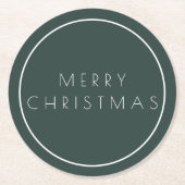 Minimalistisch Green Frohe Weihnachtstypografie Runder Pappuntersetzer (Vorderseite)