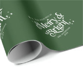 Minimalistisch Green Merry & Bright Christmas Geschenkpapier (Rolleneckpunkt)